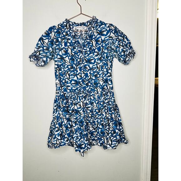 APIECE APART Blue White Floral Cotton Las Alturas Mini Dress Size Small - Picture 3 of 9